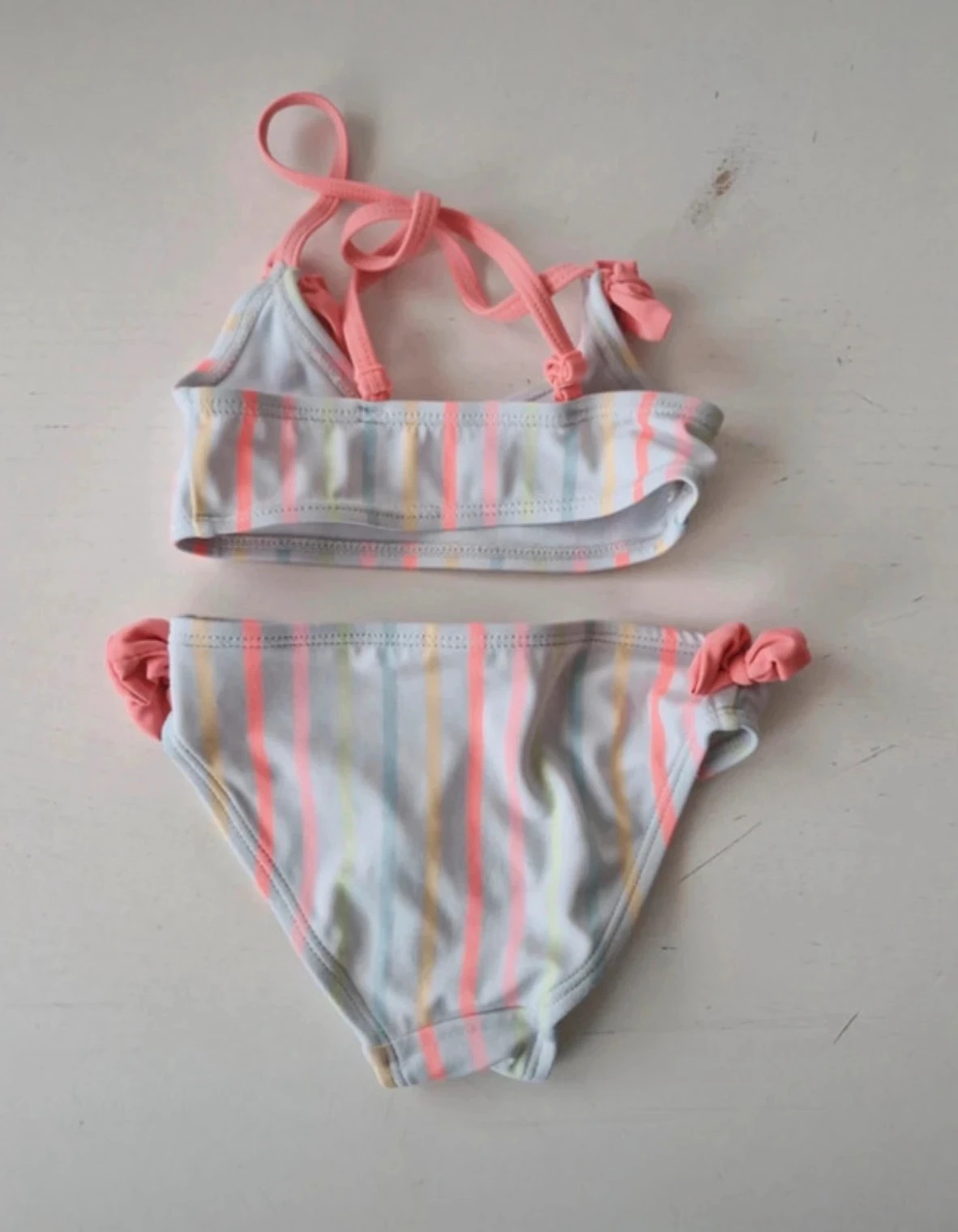 Pastel Striped Zeeman 2-Piece Swimsuit - Pink Bows Bikini - Size 18-24 Months (92 cm) – photo 3